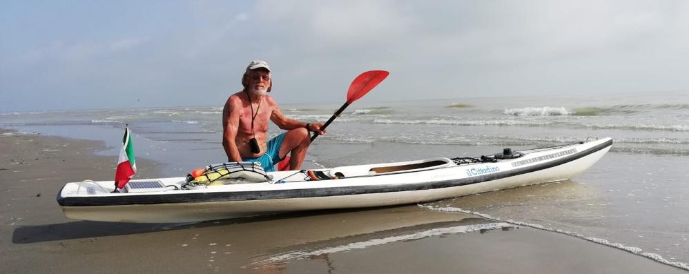 Usmate Velate Giovanni Baracchetti in viaggio in Kayak da Valmadrera fino all'Adriatico navigando Adda e Po
