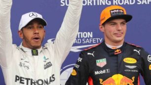 Lewis Hamilton e Max Verstappen a Monza nel 2017Fabrizio Radaelli