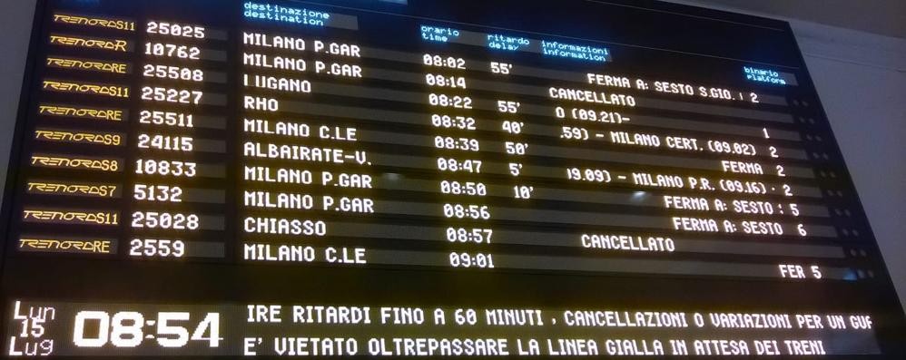 Treni ritardi lunedì 15 luglio 2019