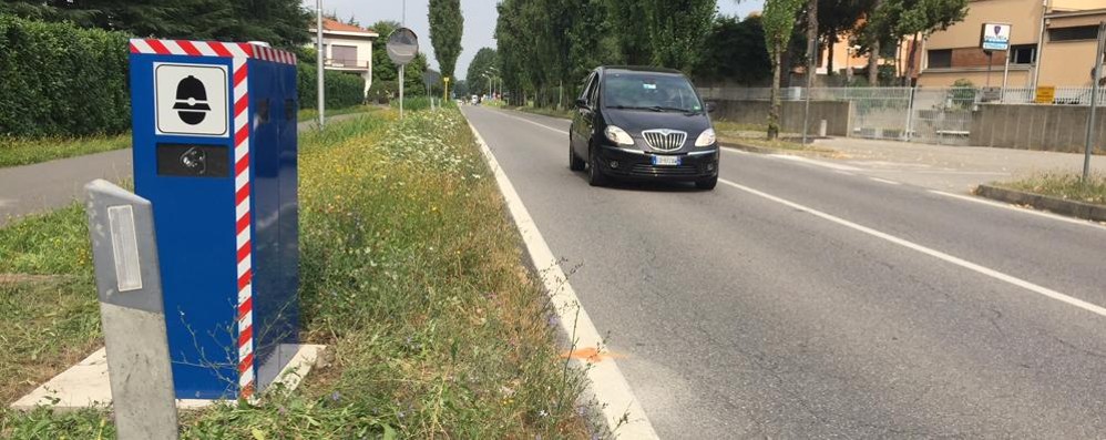 La nuova postazione autovelox di via Monte Bianco