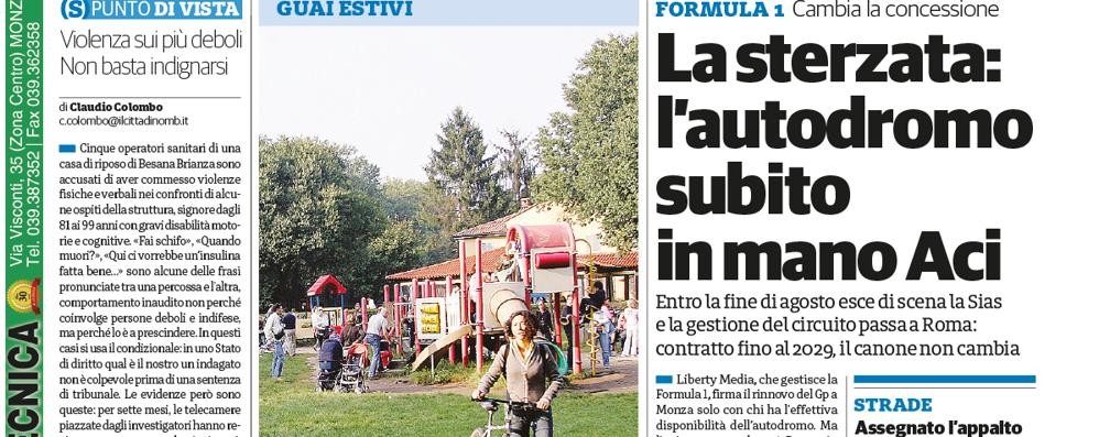 prima pagina il Cittadino giovedì 1 agosto 2019