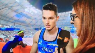 Filippo Tortu dopo la semifinale di Doha sui 100 metri ai microfoni della Rai
