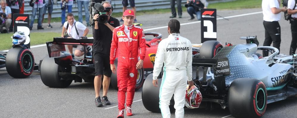 Leclerc ed Hamilton al termine delle qualificazioni al Gran premio d’Italia a Monza