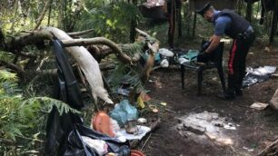 L’accampamento trovato dai carabinieri nel parco delle Groane tra la fermata Trenord Ceriano - Groane