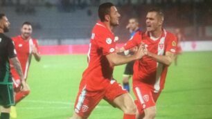 Calcio serie C Monza Gozzano: gol di Armellino