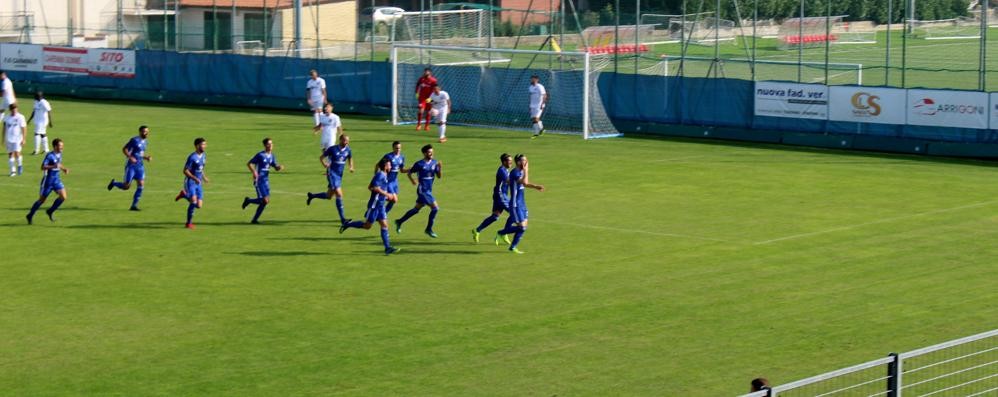 L’esultanza di Borghese dopo il gol dell’1-0