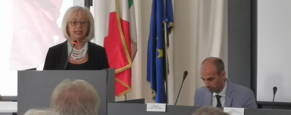 Il prefetto Patrizia Palmisani e i, presidente della Provincia Luca Santambrogio all’incontro in occasione della Settimana della protezione civile