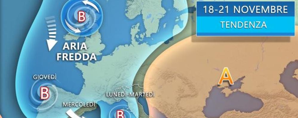 La grafica di 3bmeteo per il 18-21 novembre 2019