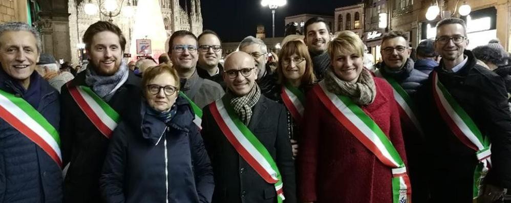 Milano manifestazione sindaci per Segre: Ciconti Triuggio, Rossi Seregno, Corti Desio, consigliere Di Paolo Cogliate, Ornago Villasanta, Chiolo Verano Brianza, Monguzzi Lissone, Esposito Bernareggio, Buzzini Caponago, Sironi Agrate Brianza, Troiano Brugherio