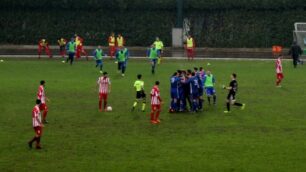 L’esultanza azzurra dopo il gol di Andrea Invernizzi