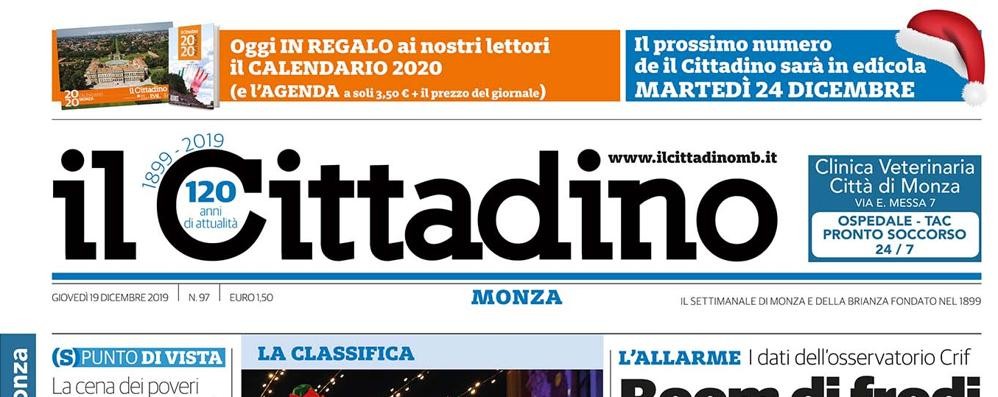 prima pagina il Cittadino giovedì 19 dicembre 2019