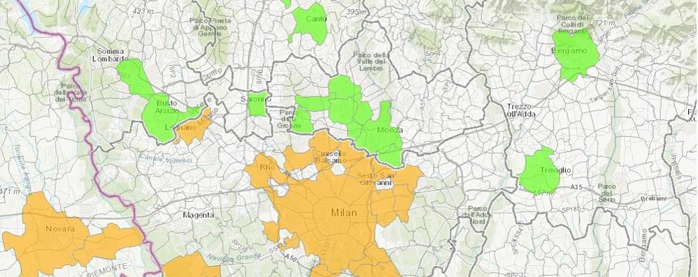 Mappa Comuni Pm 10 7 gennaio 2020