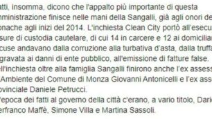 Il passaggio incriminato del posto del Partito democratico sull’appalto dei rifiuti a Monza