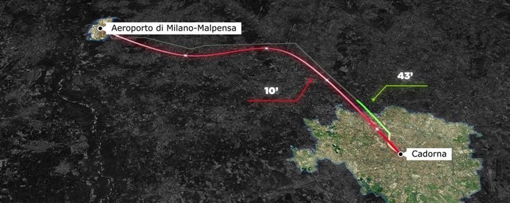 L’ipotesi di percorrenza tra le stazioni di Milano Cadorna e quella dell’aeroporto della Malpensa