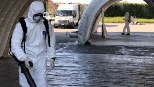 Sanificazione in corso ad Agrate Brianza