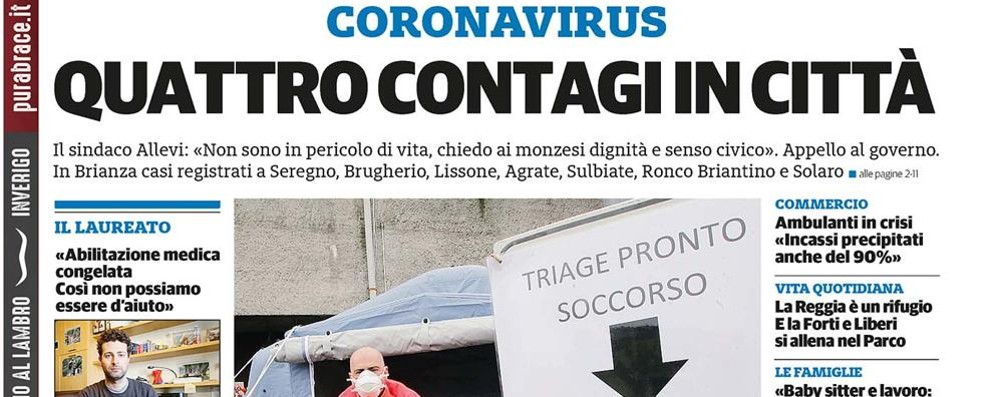 prima pagina il CittadinoMb giovedì 5 marzo 2020