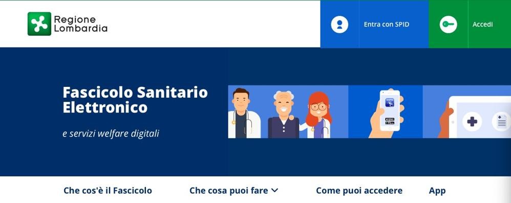 L’home page del Fascicolo sanitario elettronico