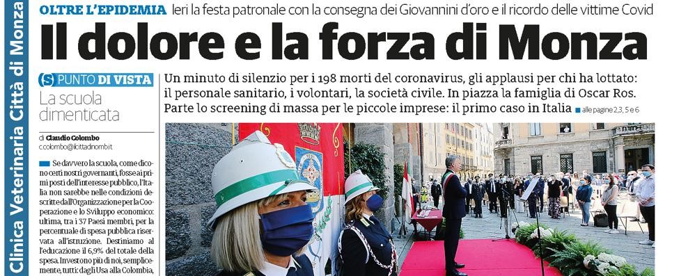 La prima pagina de il Cittadino di giovedì 25 giugno 2020