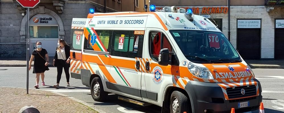 L’ambulanza sul luogo dell’incidente