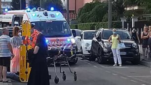 Un’immagine dell’incidente di via Leopardi/Parini