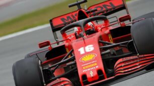 La Ferrari di Leclerc che domani partirà dal settimo posto in griglia