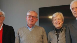 Don Alberto Dell’Orto, secondo da sinistra, con i fratelli Paolo, Maria e Abele in occasione dei festeggiamenti per i suoi 80 anni, che aveva compiuto a febbraio