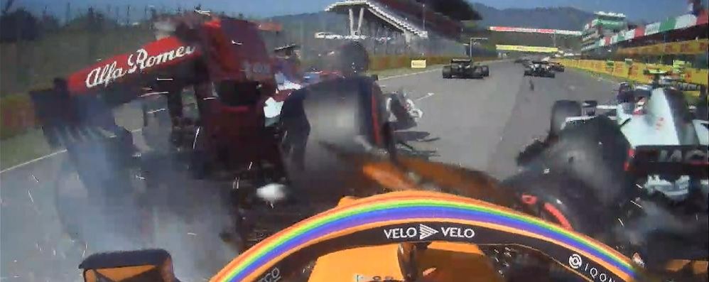 F1 Gp Toscana al Mugello incidente da camera car