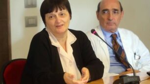 Monza Ospedale san Gerardo Carla Mari e il dottor Del Bene nel 2016 in occasione di una conferenza stampa