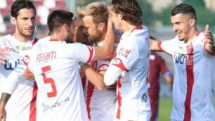 La gioia del Monza per il gol di Gytkjaer
