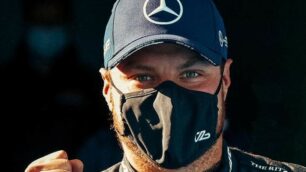 L’esultanza di Bottas al termine delle qualifiche