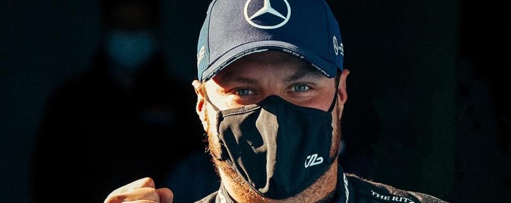 L’esultanza di Bottas al termine delle qualifiche