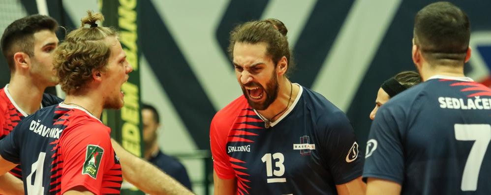 Nelle foto di Roberto Del Bo l'urlo di Beretta dopo un punto nell’incontro fra Vero Volley e Allianz Milano