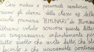 Monza lettera bambini 4B Munari per medici San Gerardo