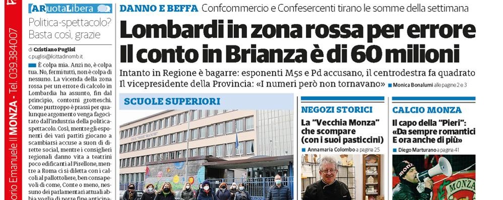 prima pagina ilCittadinoMb giovedì 28 gennaio 2021