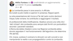 Il post di Attilio Fontana