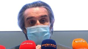 Il presidente della Regione Lombardia Attilio Fontana ha presentato alla stampa la nuova composizione della Giunta. Milano 8 Gennaio 2021. ANSA / MATTEO BAZZI