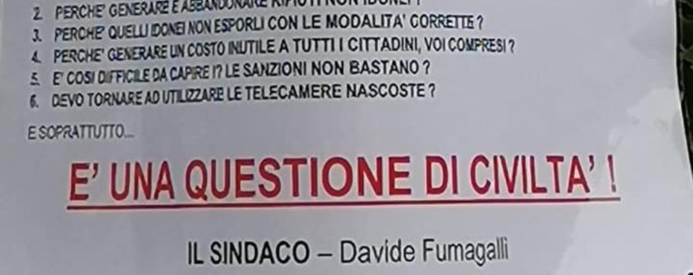 Cavenago cartello sindaco rifiuti