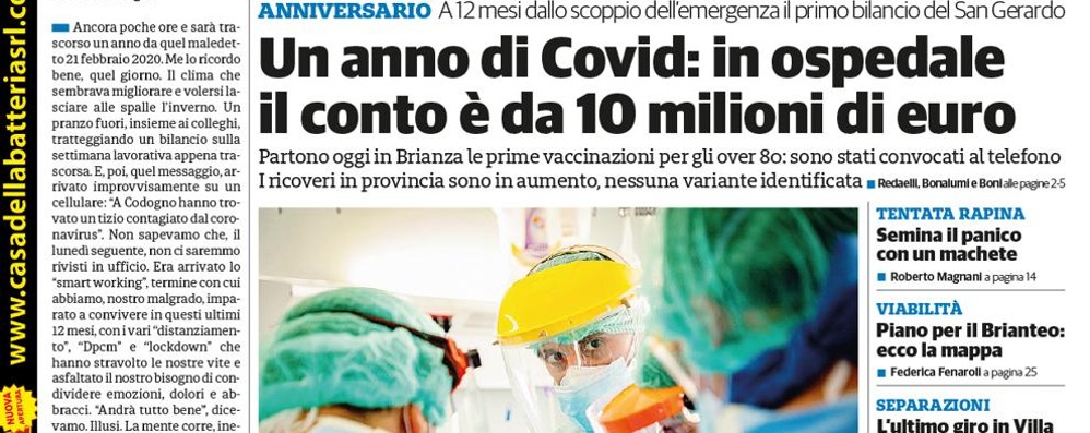 prima pagina ilCittadinoMb giovedì 18 febbraio 2021