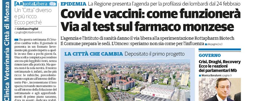 prima pagina il Cittadino giovedì 4 febbraio 2021