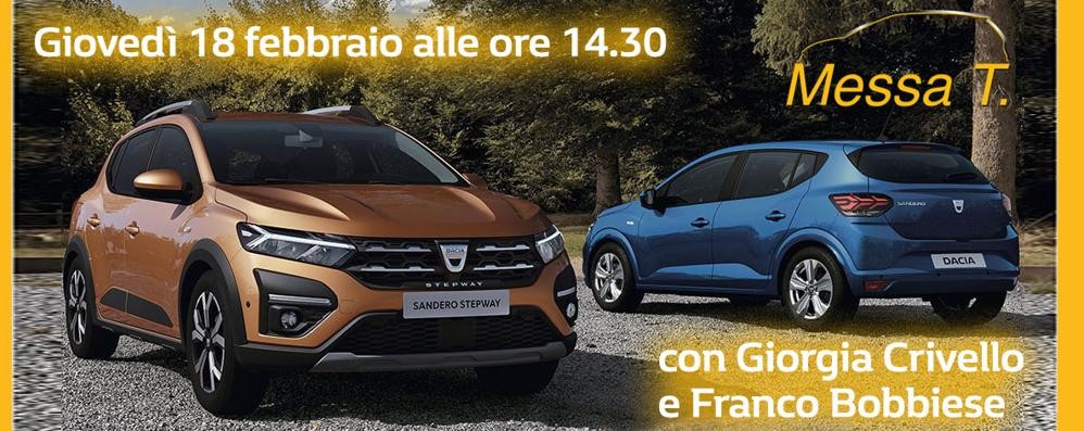 Giovedì 18 febbraio in diretta dalla concessionaria Messa T presentazione della nuova Gamma Dacia Sandero