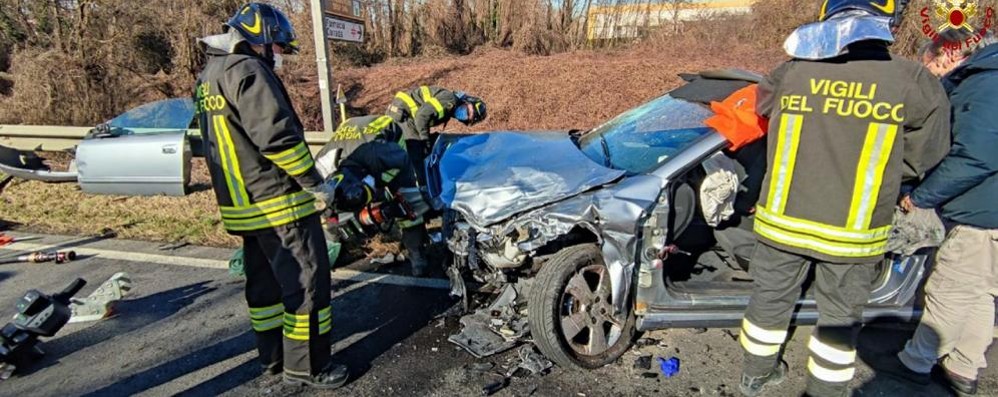 Una delle auto coinvolte nell’incidente