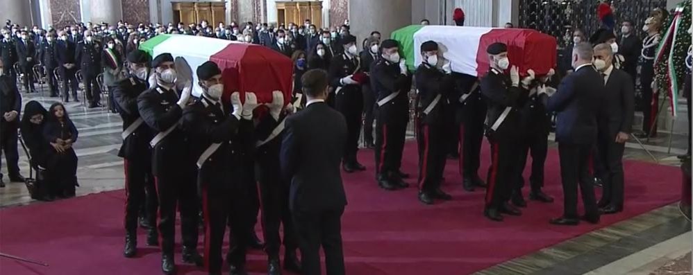 Limbiate Luca Attanasio funerali di Stato a Roma, un fotogramma della cerimonia