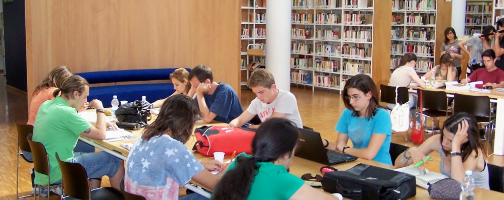 Ragazzi impegnati nello studio in biblioteca