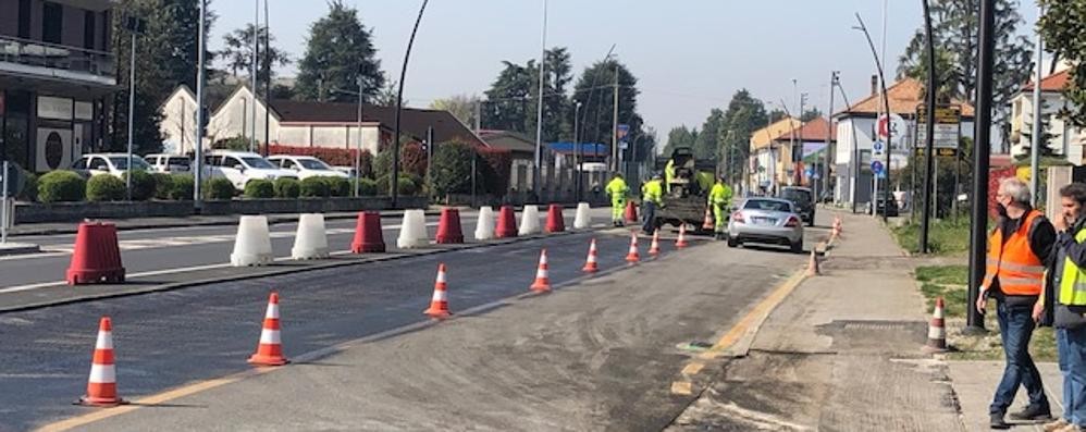 Concorezzo cantiere via dante asfaltature strada chiusa