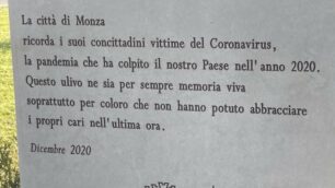 Monza Inaugurato il cippo a ricordo vittime Covid