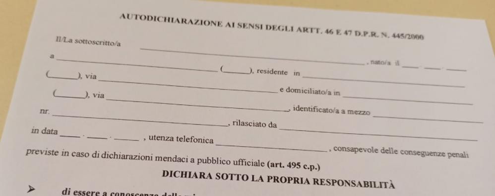 L'autodichiarazione per gli spostamenti in Lombardia