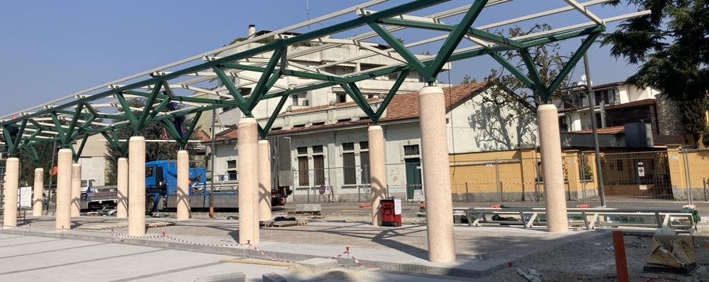 Villasanta, i  lavori in piazza Europa