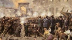 “Inizio della Rivoluzione delle Cinque Giornate” di Salvatore Mazza (Milano, 1819-1886) esposto presso il Museo del Risorgimento di Milano