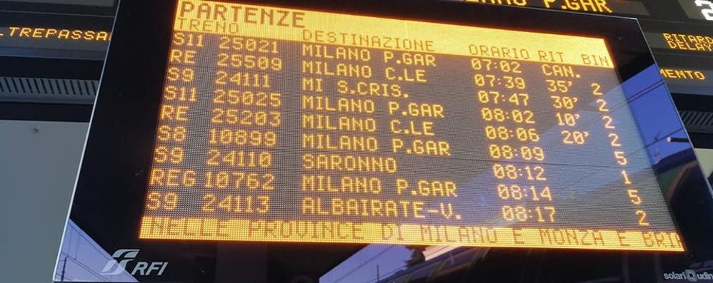 Uno schermo degli orari nelle stazioni ferroviarie