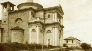 La chiesa parrocchiale di Ruginello in una foto d’epoca